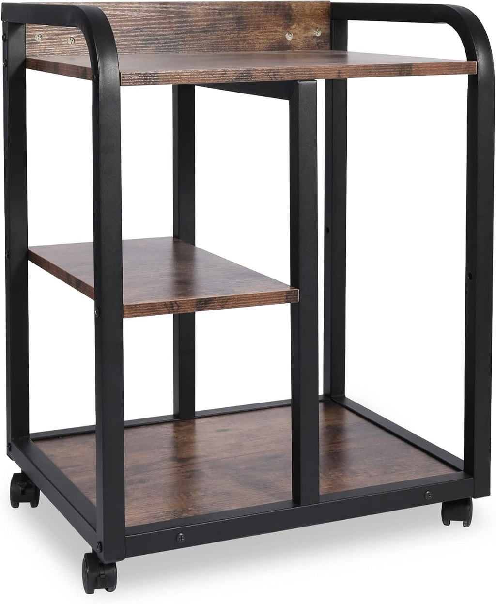 Brown 3 Tier Rolling Printer Cart with Storage N32695