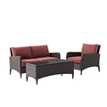 3Pc Outdoor Wicker Conversation Set Sangria/Brown E8040