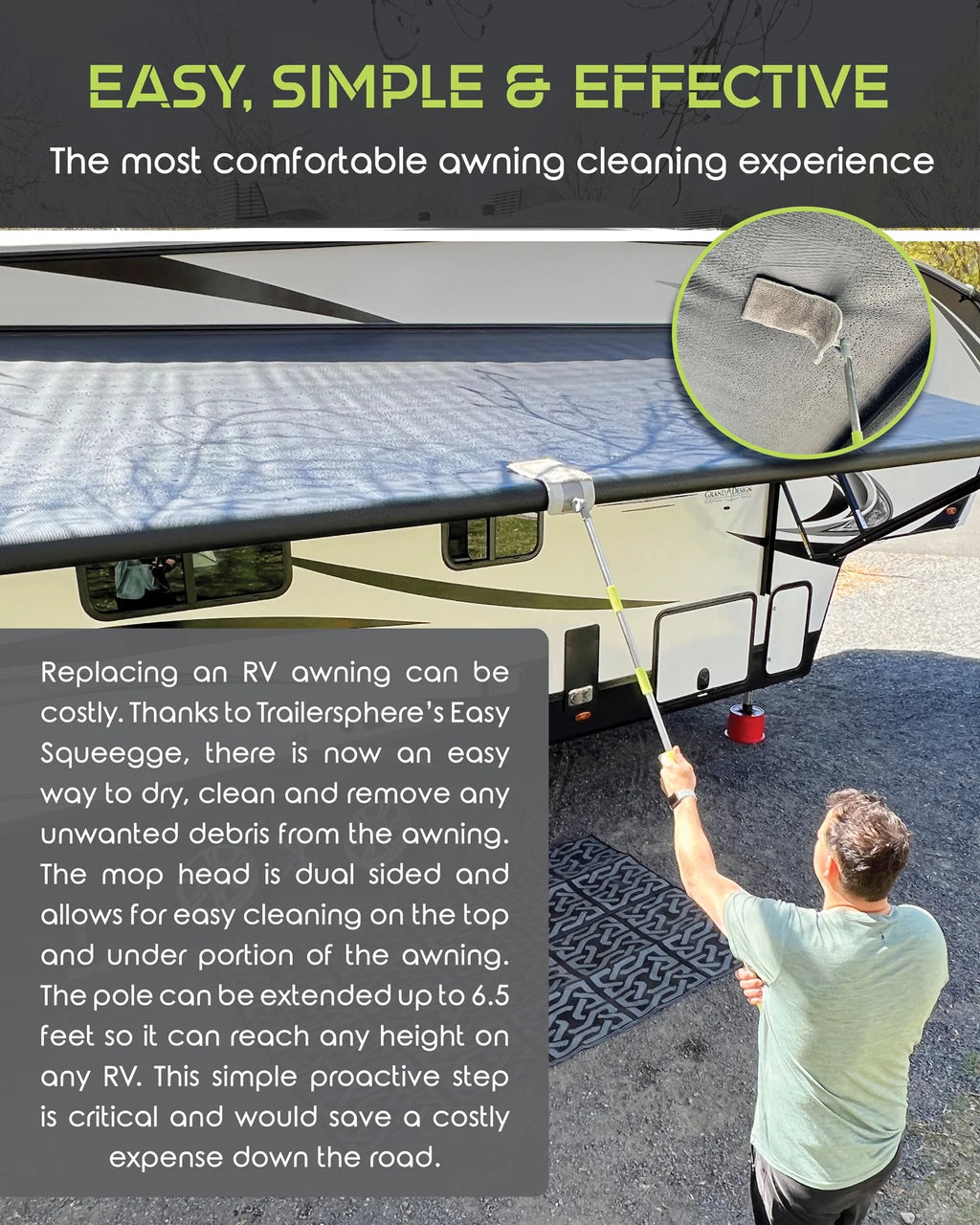 Rotating and Lockable Head Extendable Pole Dual Sided Mop Pad M1432