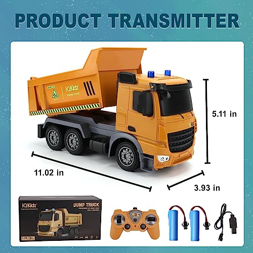 Remote Control Dump Truck Toy with Blue Warning Lights I5518