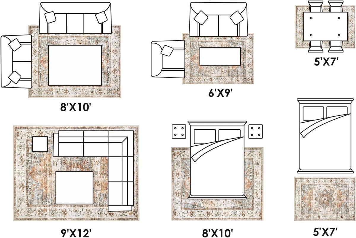 9x12 Washable Low-Pile Area Rug B92450