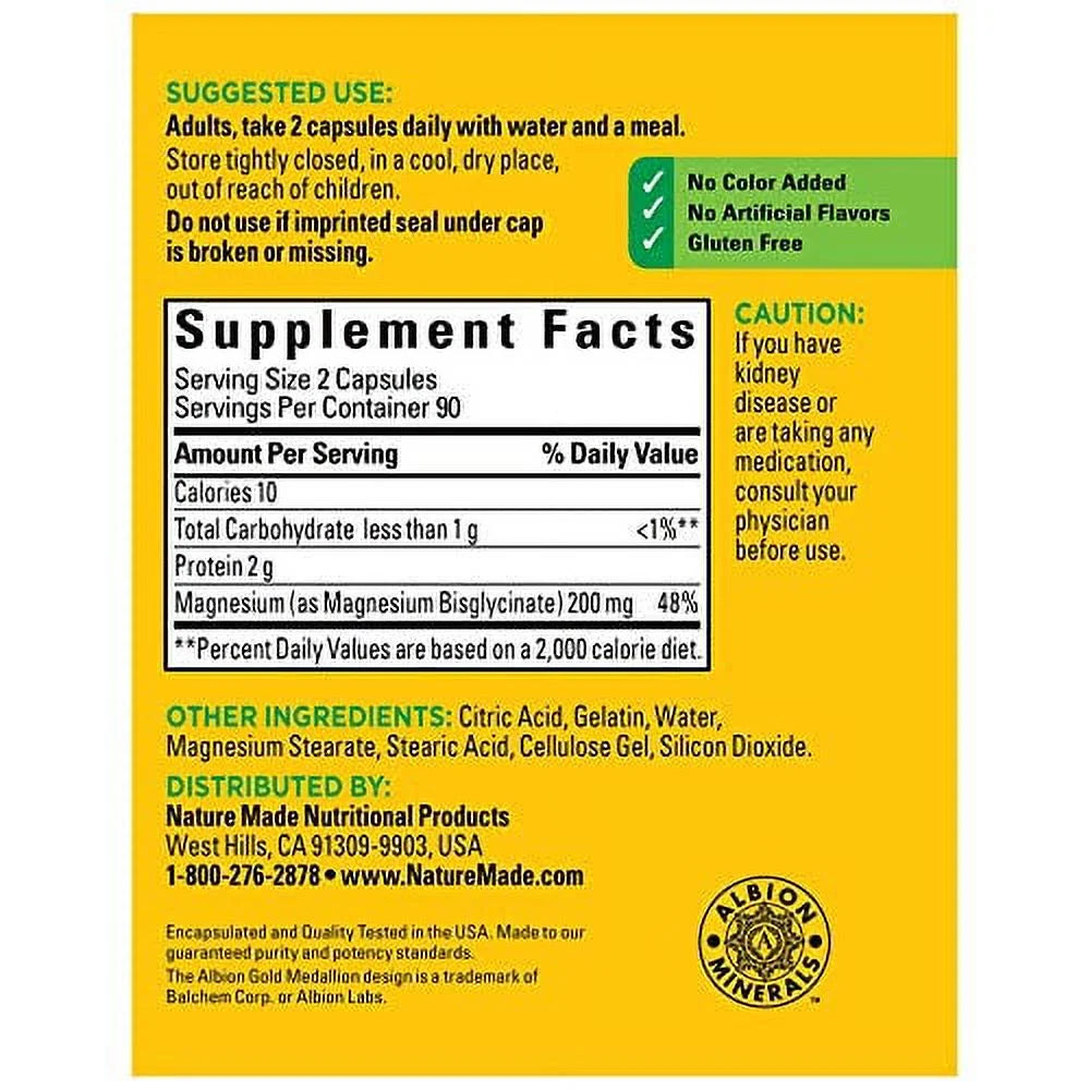 Magnesium Glycinate 200 mg, 180 Capsules R544981