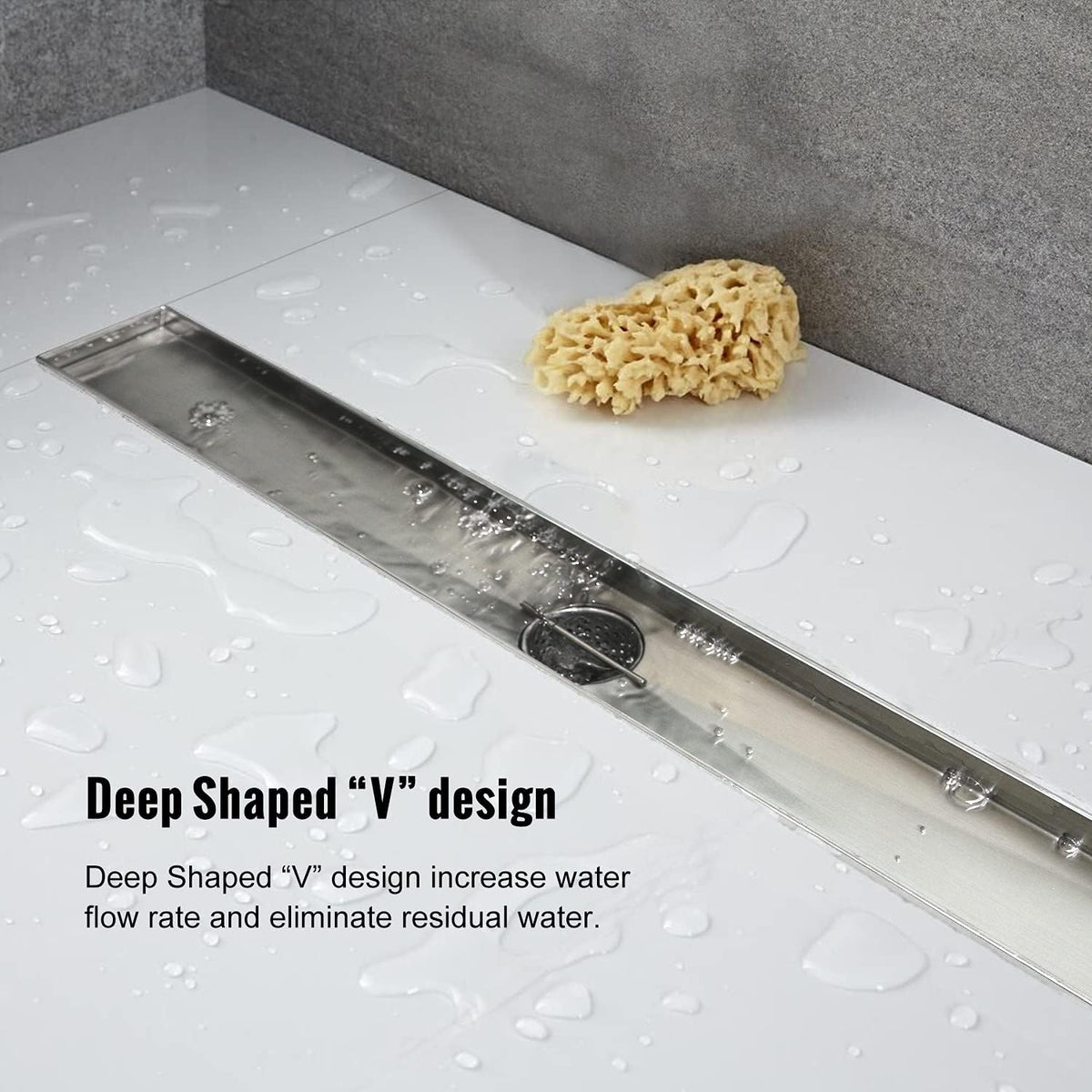 24 inch Linear Shower Drain Brushed 304 Stainless Steel G615