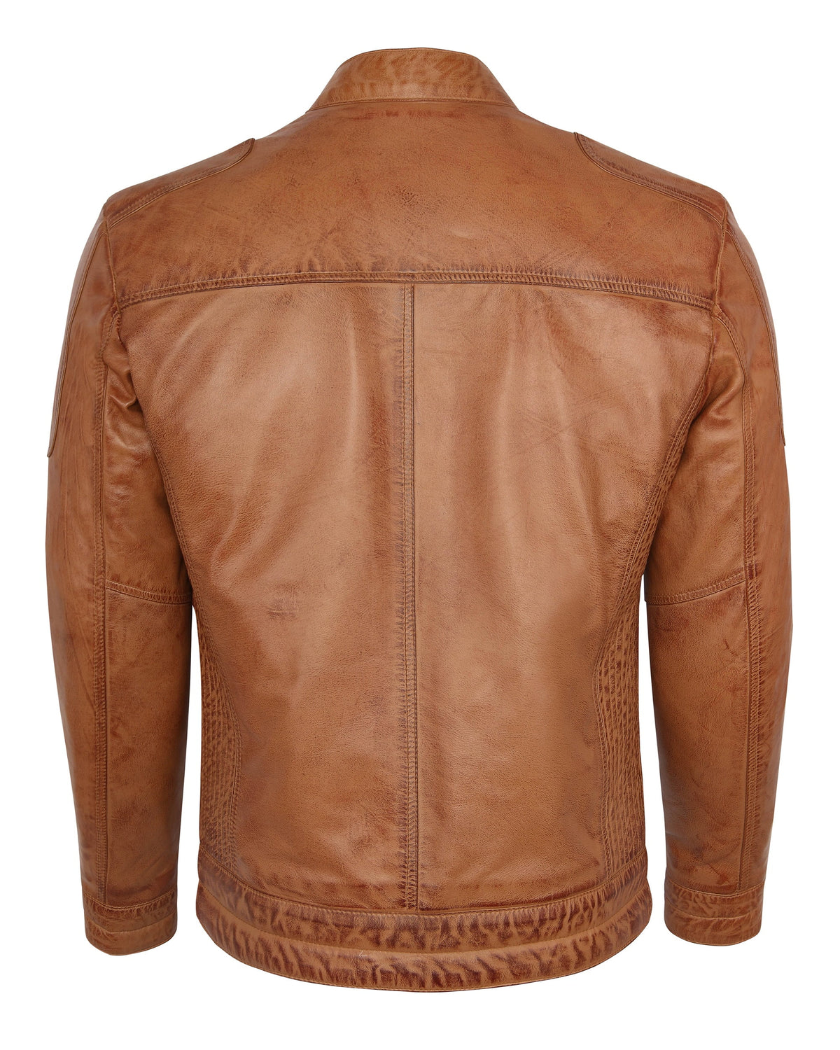 Camel Lambskin Leather Biker Jacket Size L P242