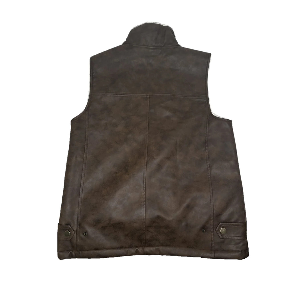 Camel Distressed PU Vest P154126