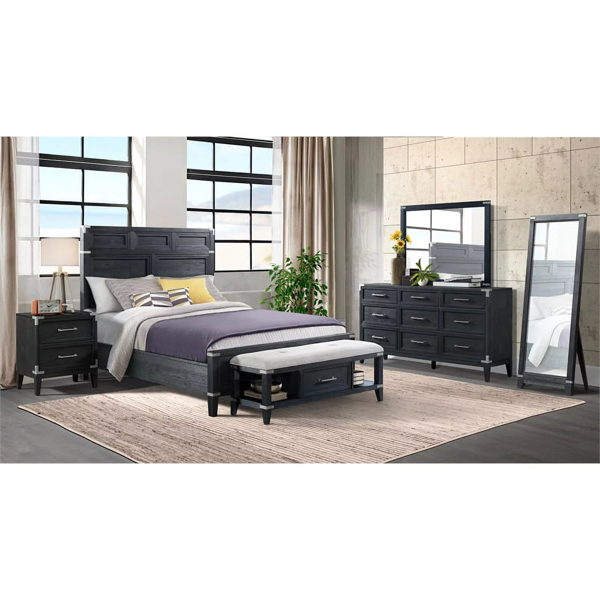 Black 9 Drawer Transitional Wood Dresser J410885