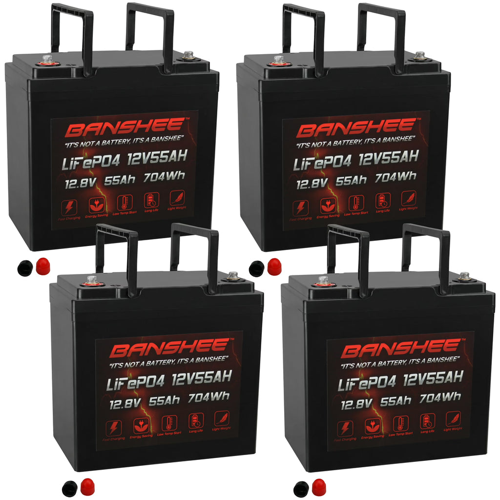 12V 55AH Lithium LiFePO4 Deep Cycle Battery 4 Pack O9838