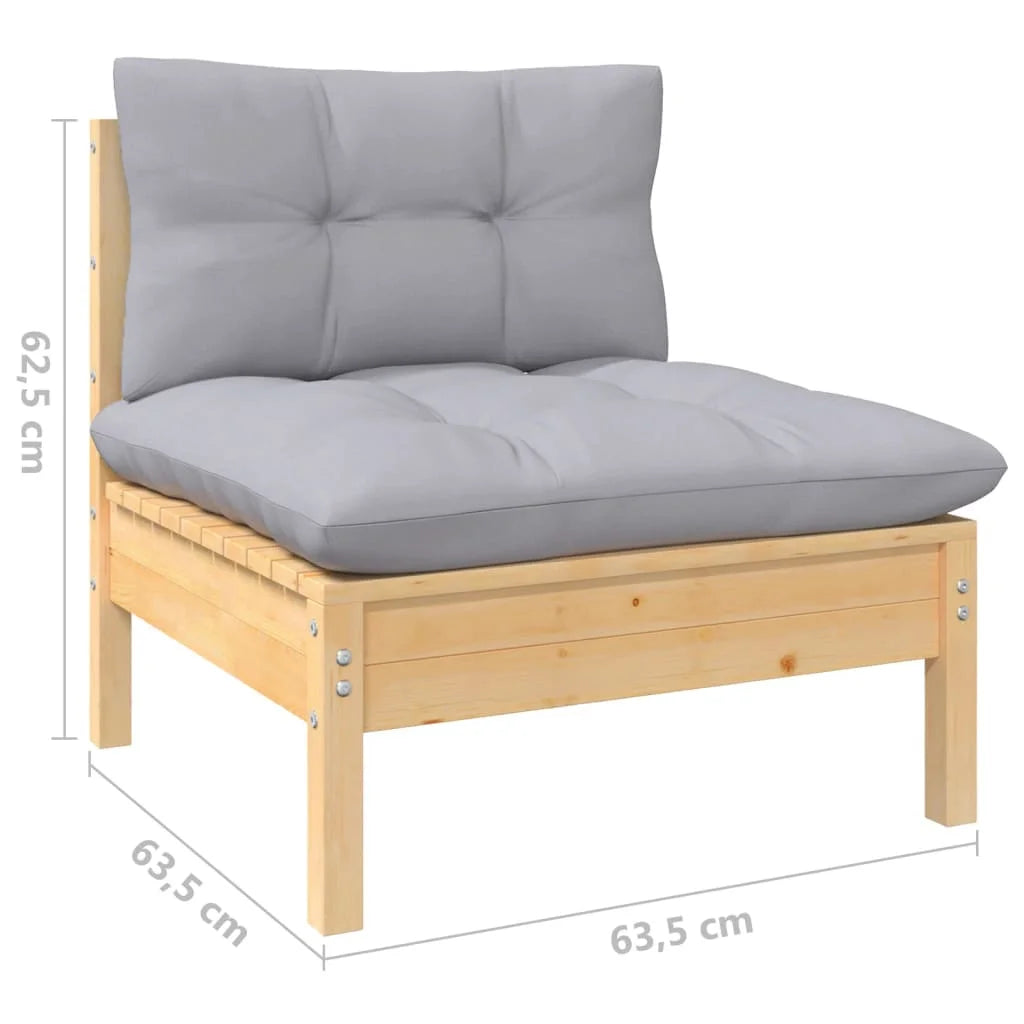 Gray Cushions Solid Pinewood Patio Sofa K639454