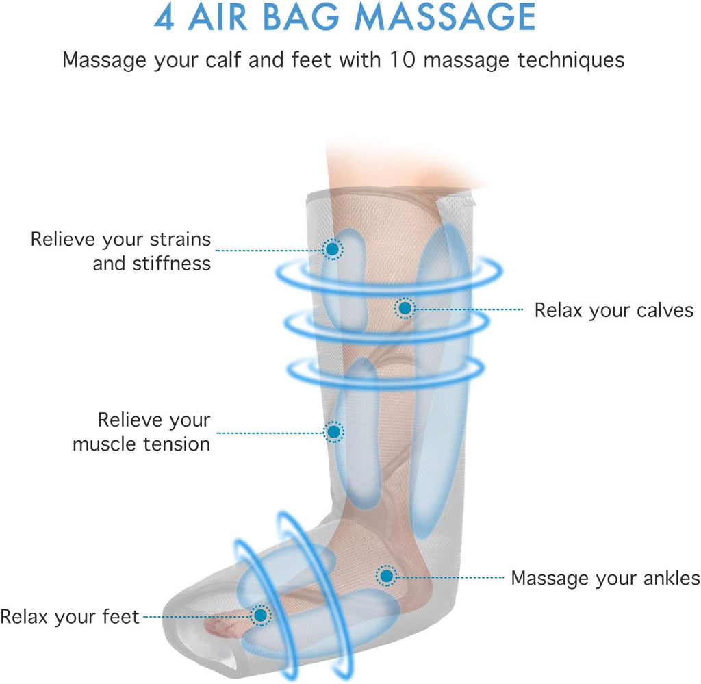 Leg Massager with Portable Handheld Controller - 2 Modes & 3 Intensities (Black) B667024
