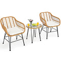 3 Pieces Outdoor Wicker Bistro Set with Cushions D914
