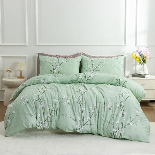 Queen Fluffy Soft Microfiber Floral Comforter Set with 2 Pillowcases R4489