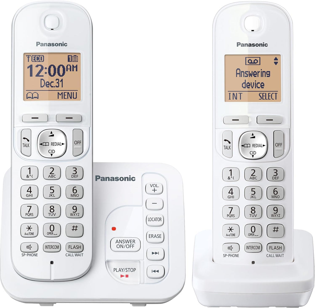 2 Handset Cordless Phone with Digital Answering System and Caller ID White DECT 6.0 H78999