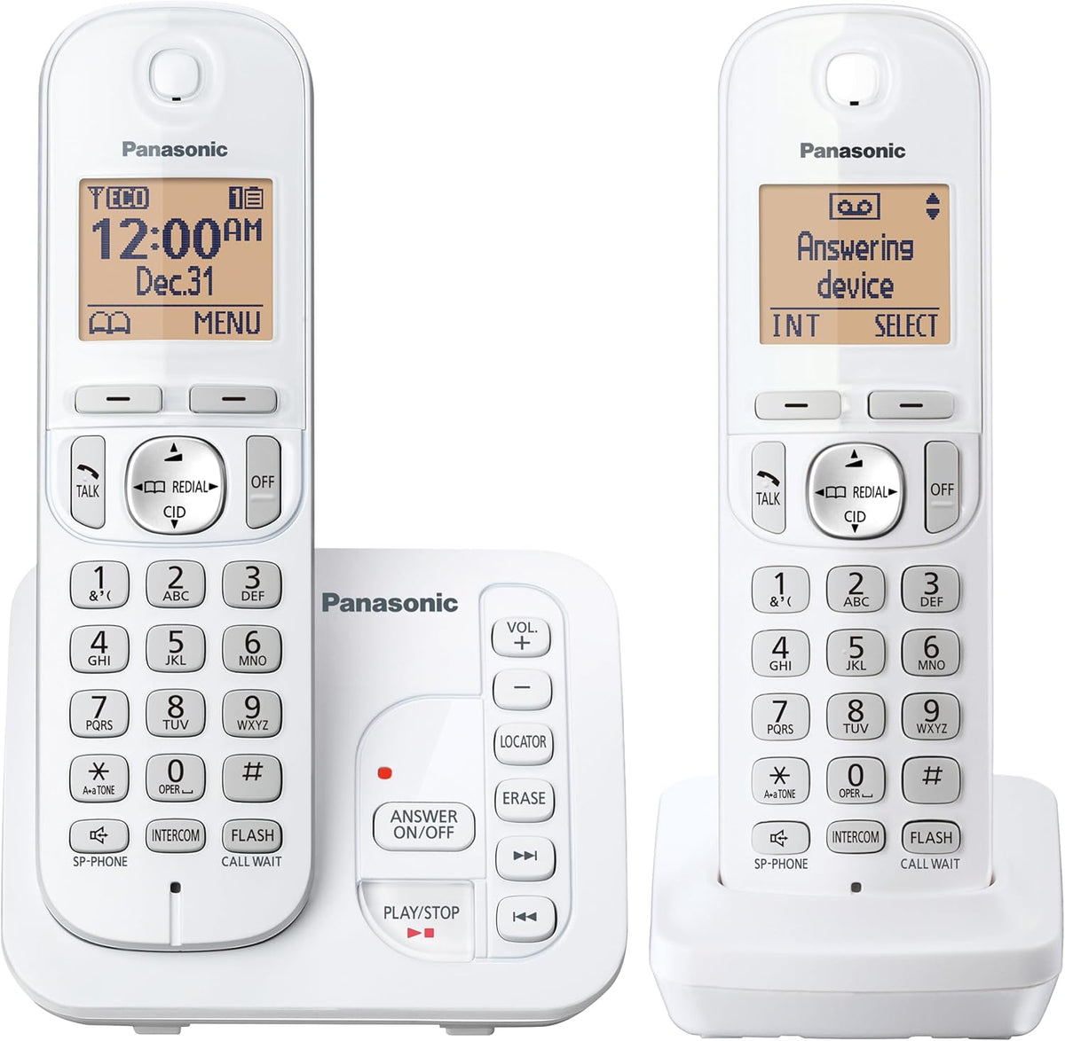 2 Handset Cordless Phone with Digital Answering System and Caller ID White DECT 6.0 H78999
