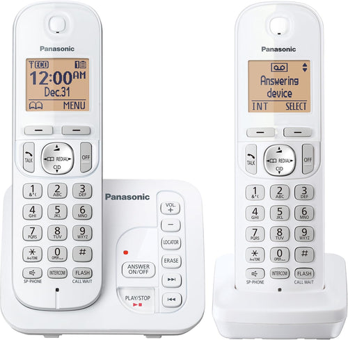 2 Handset Cordless Phone with Digital Answering System and Caller ID White DECT 6.0 H78999