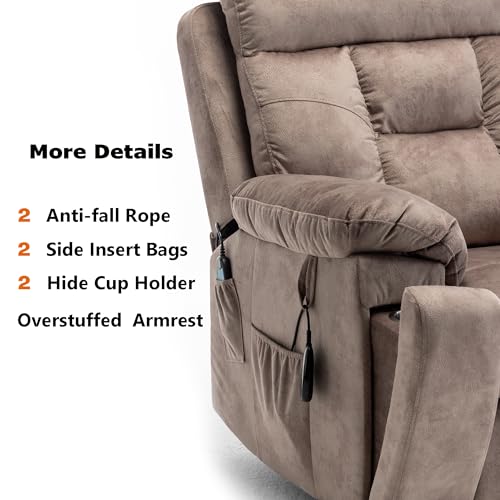 Power Lift Recliner Chair with Massage and Heating, 26in Extra Wide Seat with Cup Holder U7976