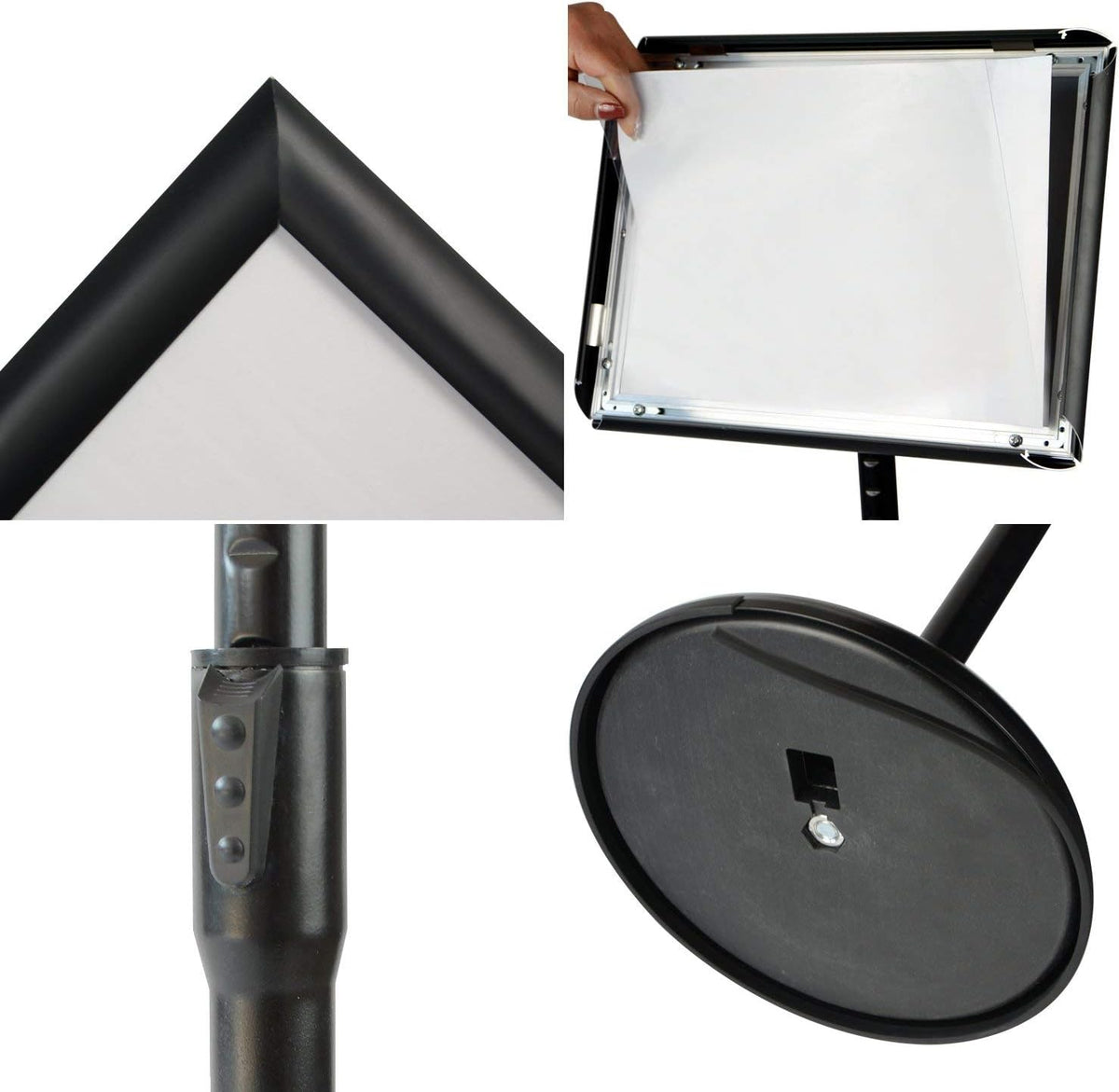 Heavy Duty Adjustable Aluminum Floor Standing Sign Holder, Black B633