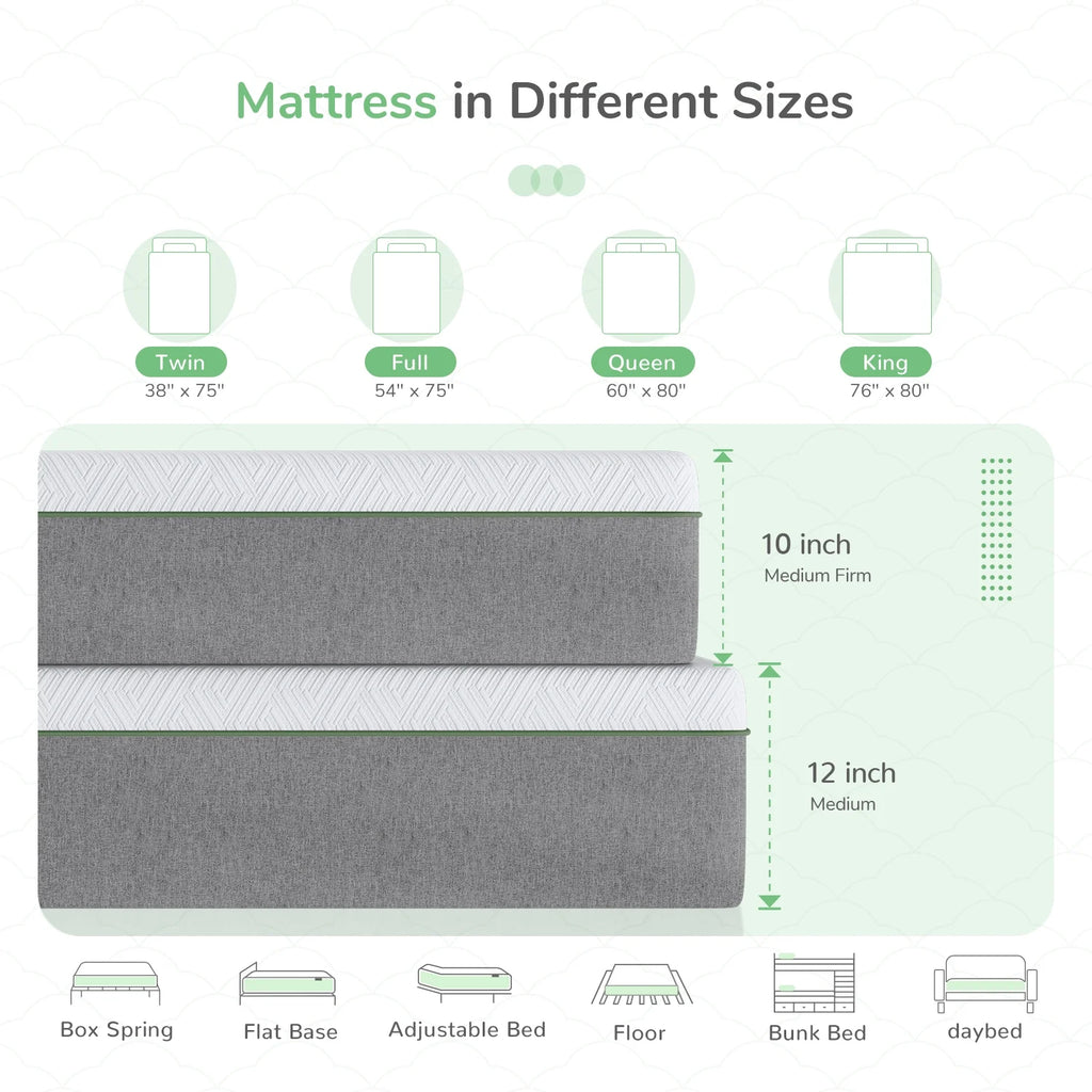 Twin Size Gel Memory Foam Mattress W9458