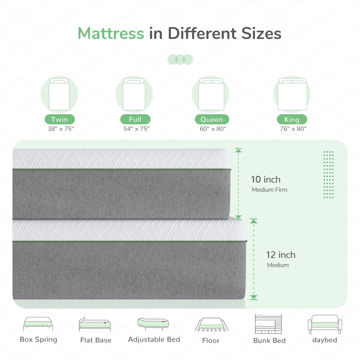 Twin Size Gel Memory Foam Mattress W9458