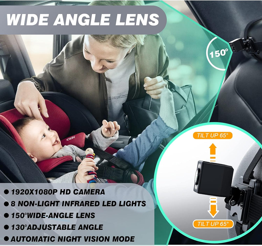 Baby Car Camera with 4.3'' HD Display, 1080P Night Vision, 360° Rearview Mirror Display Bracket O26401