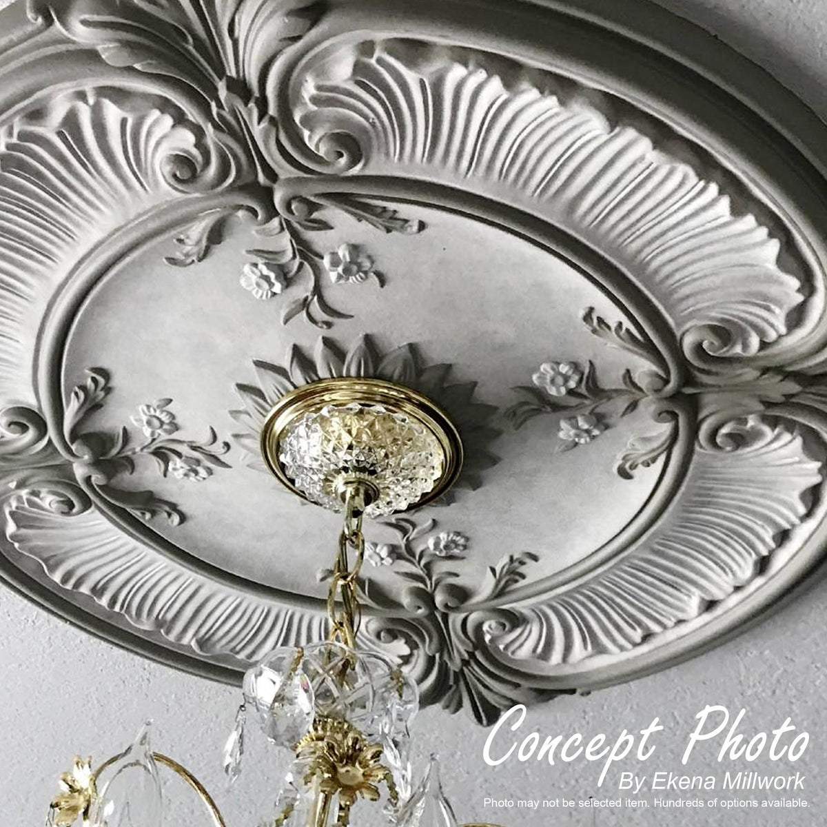 26 5/8x22OD x 4 1/2x22ID x 1 3/8x22P Hand-Painted Silver Ceiling Medallion U6129