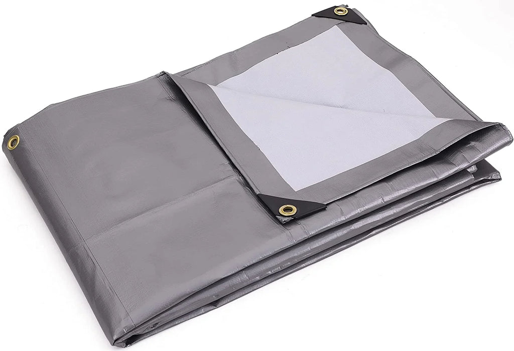 20-ft. x 20-ft. Ultra Heavy-Duty 8 oz/16-mil Poly Tarp Reversible Silver/White E55128
