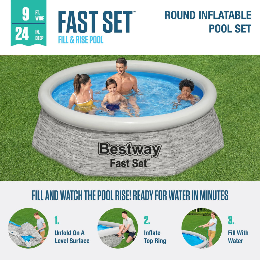 12' x 30 Round Inflatable Swimming Pool Set I682