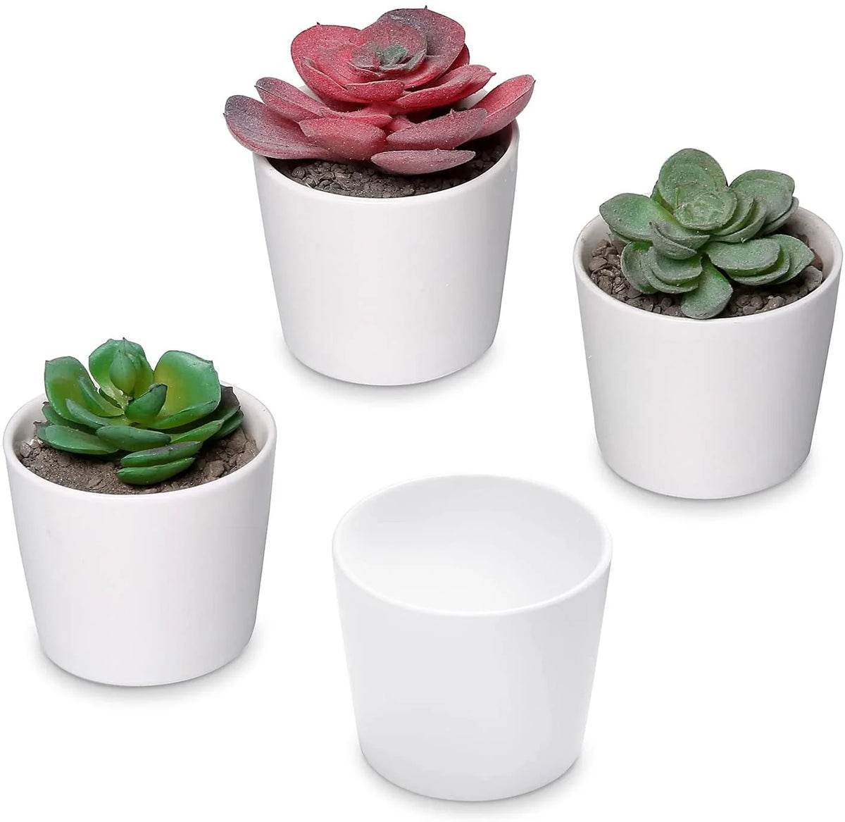 4 Piece White Ceramic Planter Pots M936547
