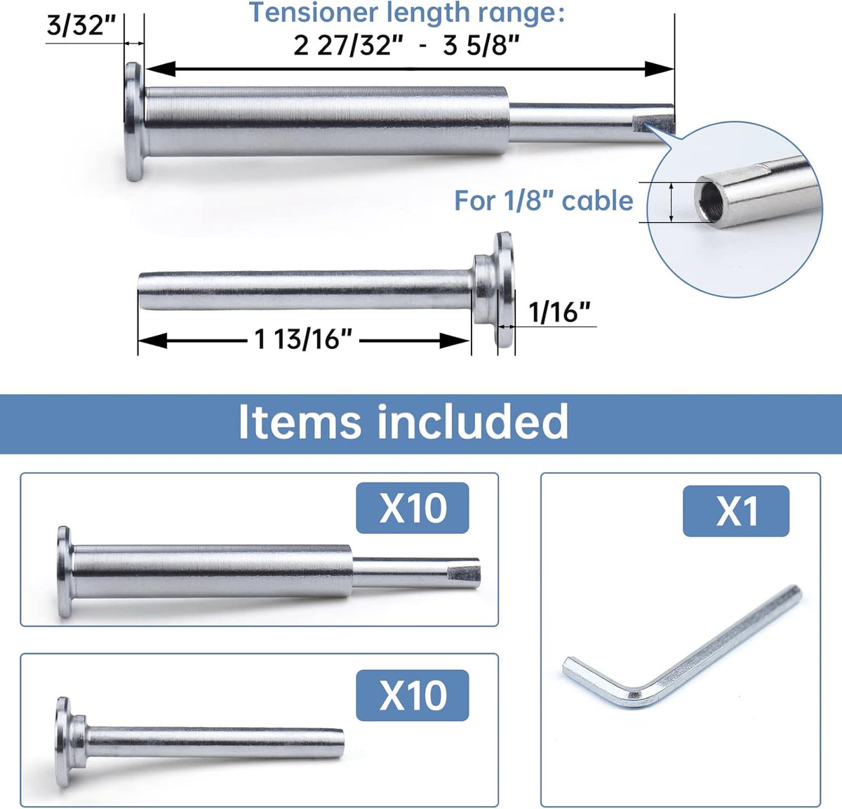 10Pack T316 Stainless Steel Cable Railing Kit T371