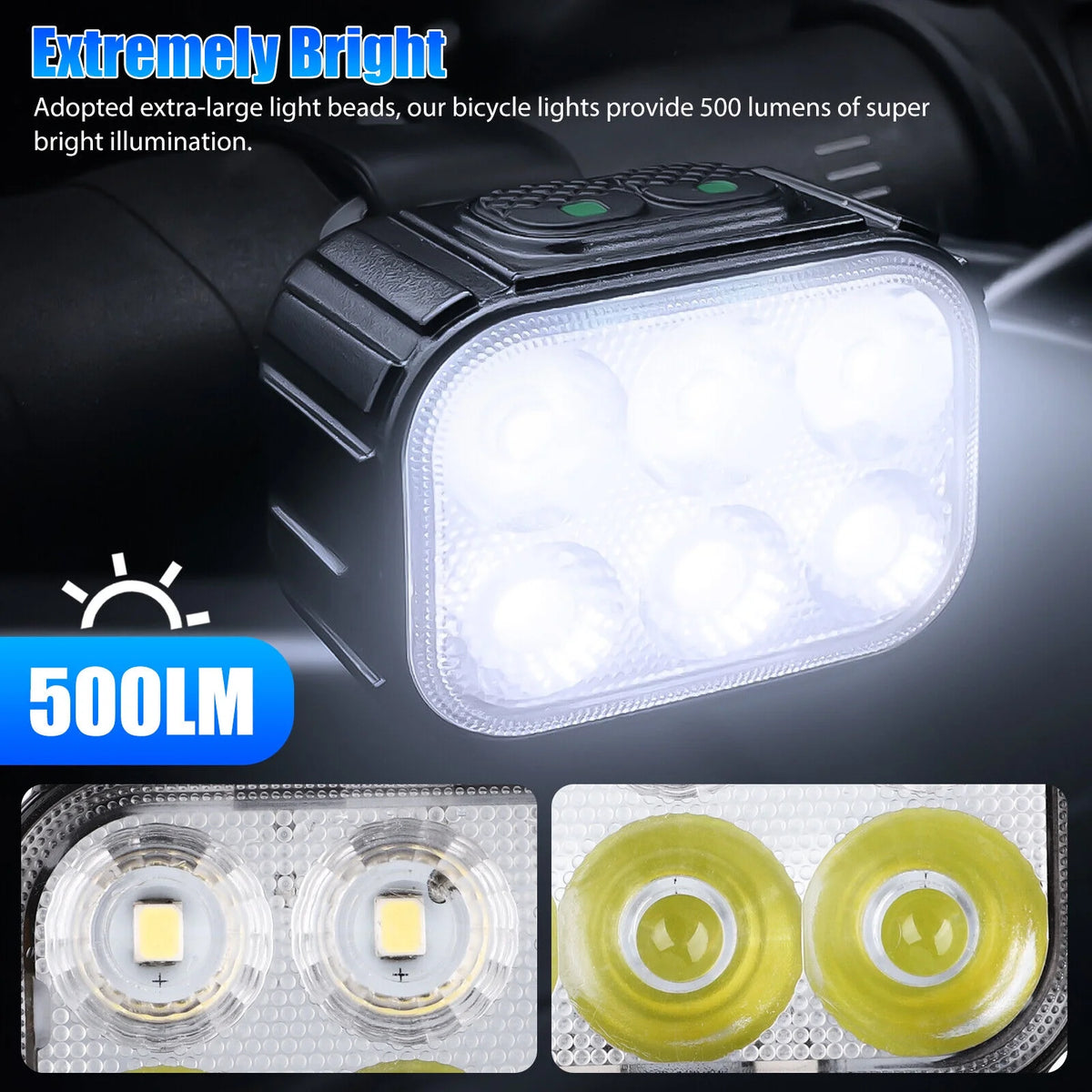 2x USB Rechargeable LED Bicycle Headlight Taillight C125514