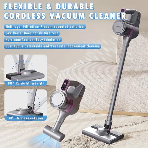 Cordless Stick Vacuum Cleaner with LED Display, 2000mAh Battery, Anti Hair Wrap D9984