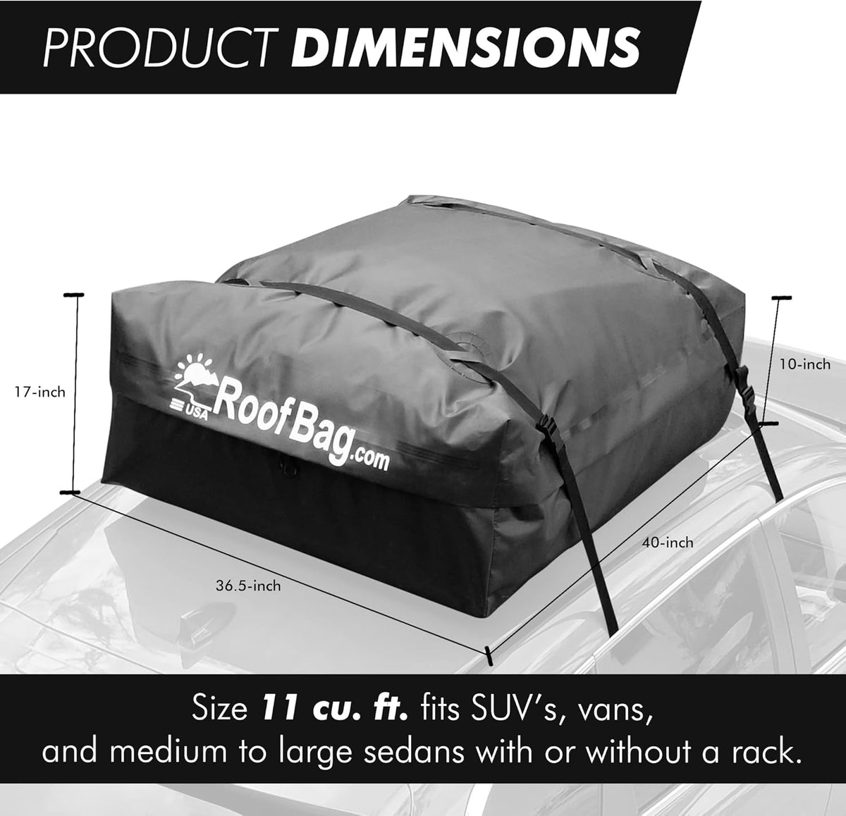 Waterproof Rooftop Cargo Bag with Straps and Storage Bag F80535