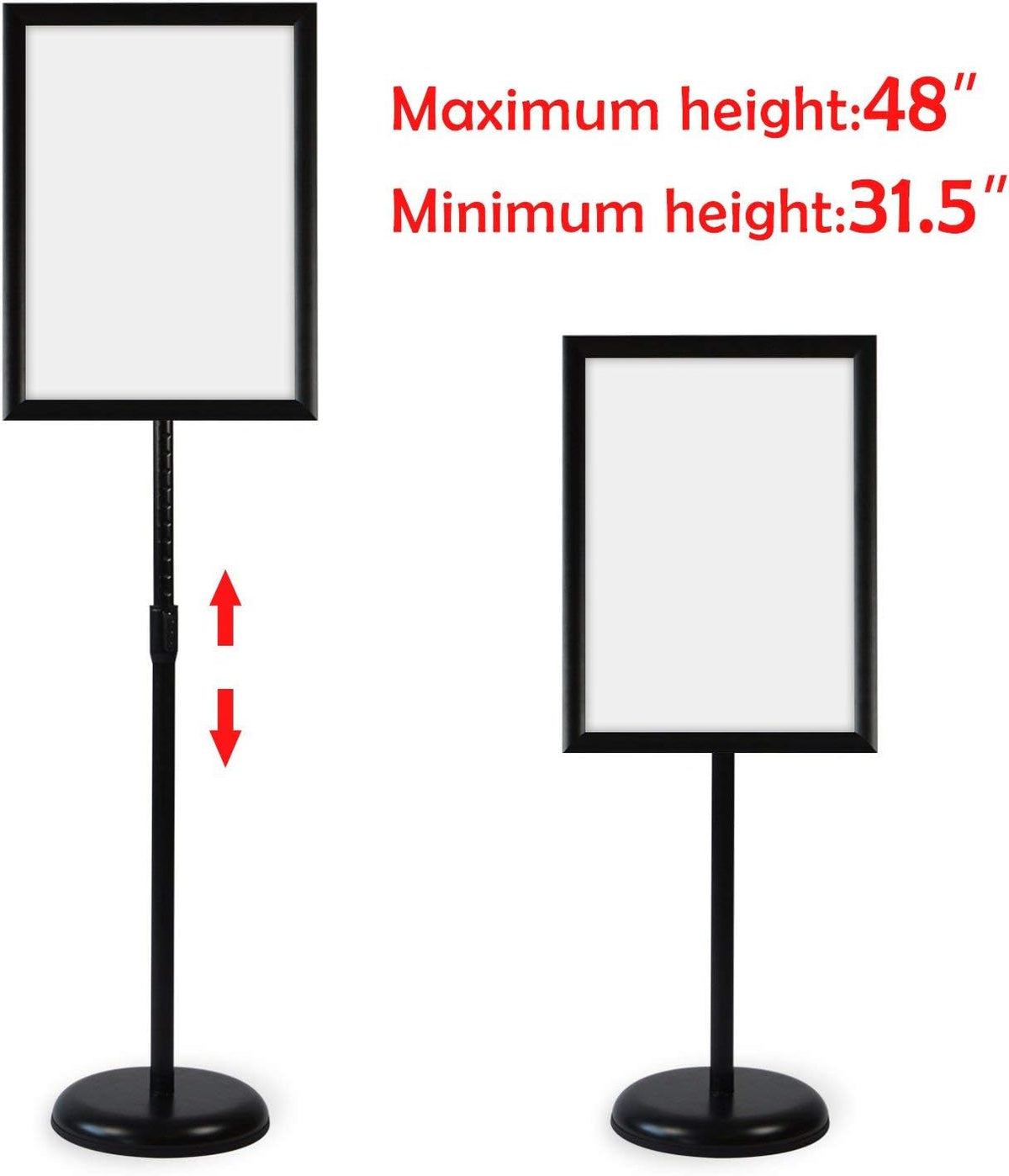 Heavy Duty Adjustable Aluminum Floor Standing Sign Holder, Black B633