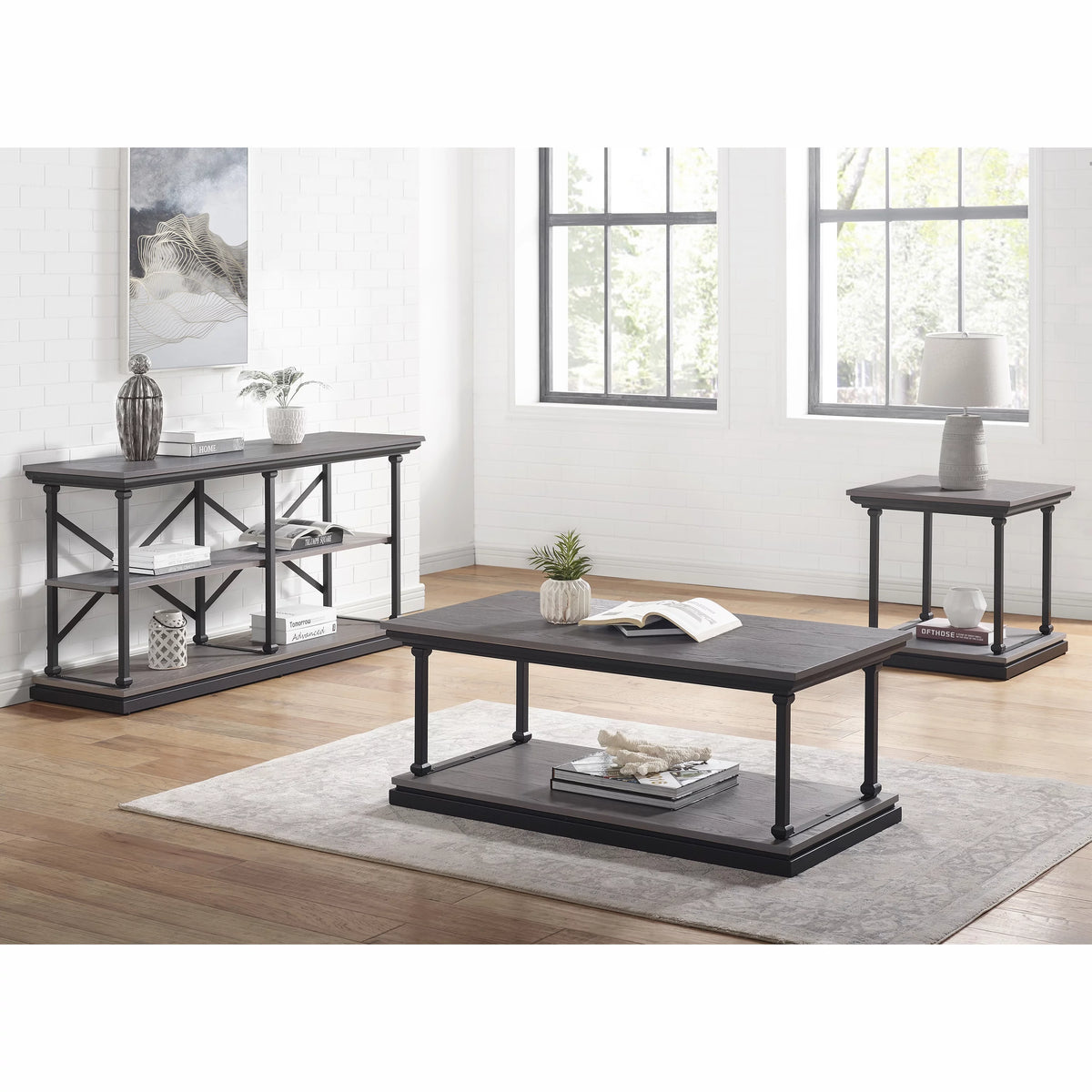 3-Piece Antique Gray Coffee Table Set R2460