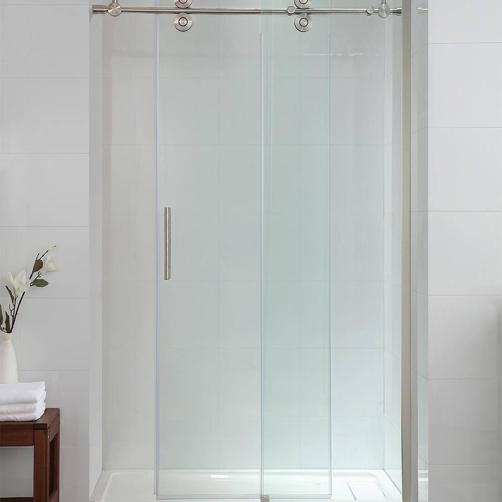 Frameless Sliding Satin Nickel Shower Door S236779