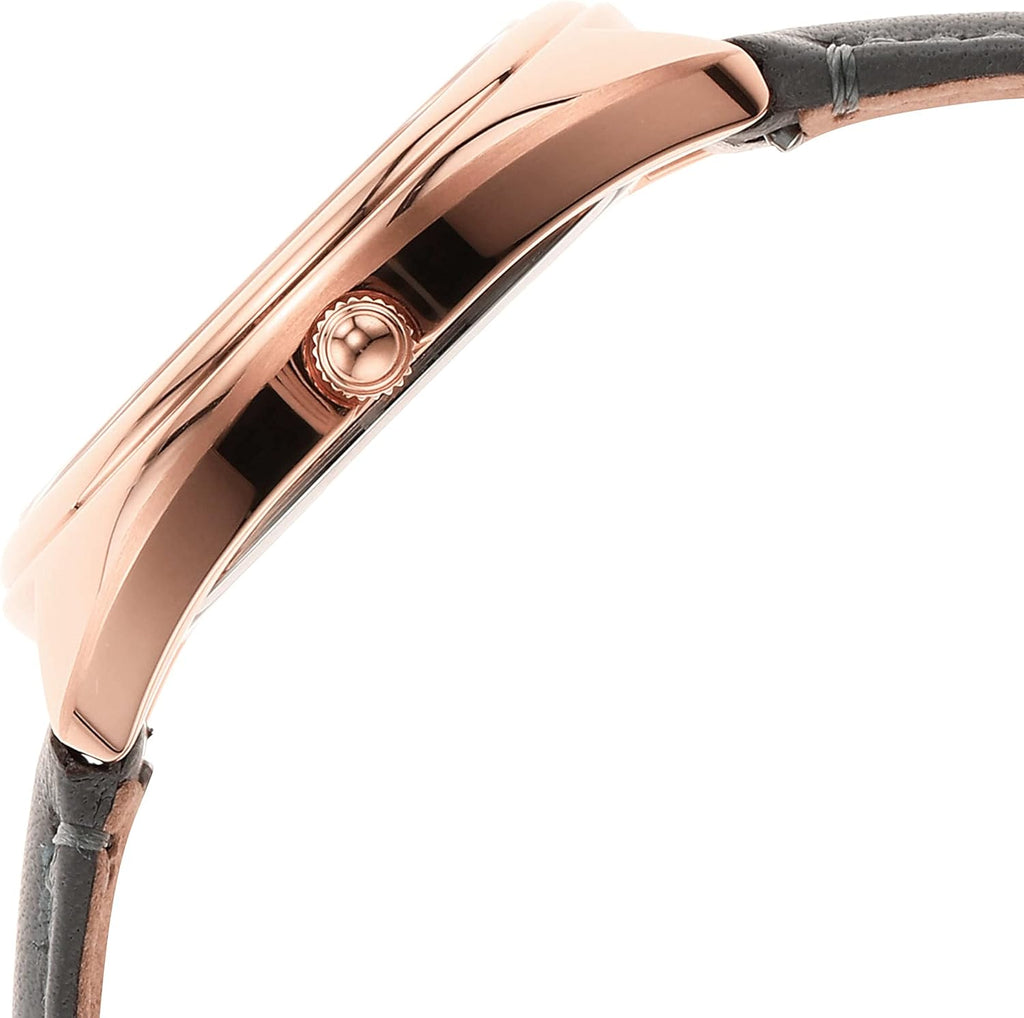Rose Gold Grey Quartz Stainless Steel and Eco-Leather Three-Hand Watch S2955
