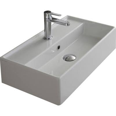 Rectangular Ceramic Wall Mounted Sink with Overflow L296