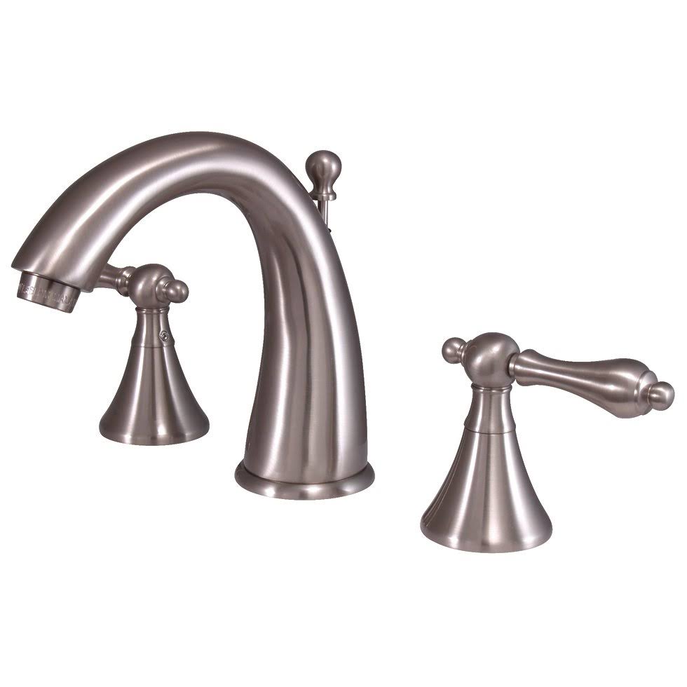 Brushed Nickel Widespread Bathroom Faucet with Brass Pop-Up J509492