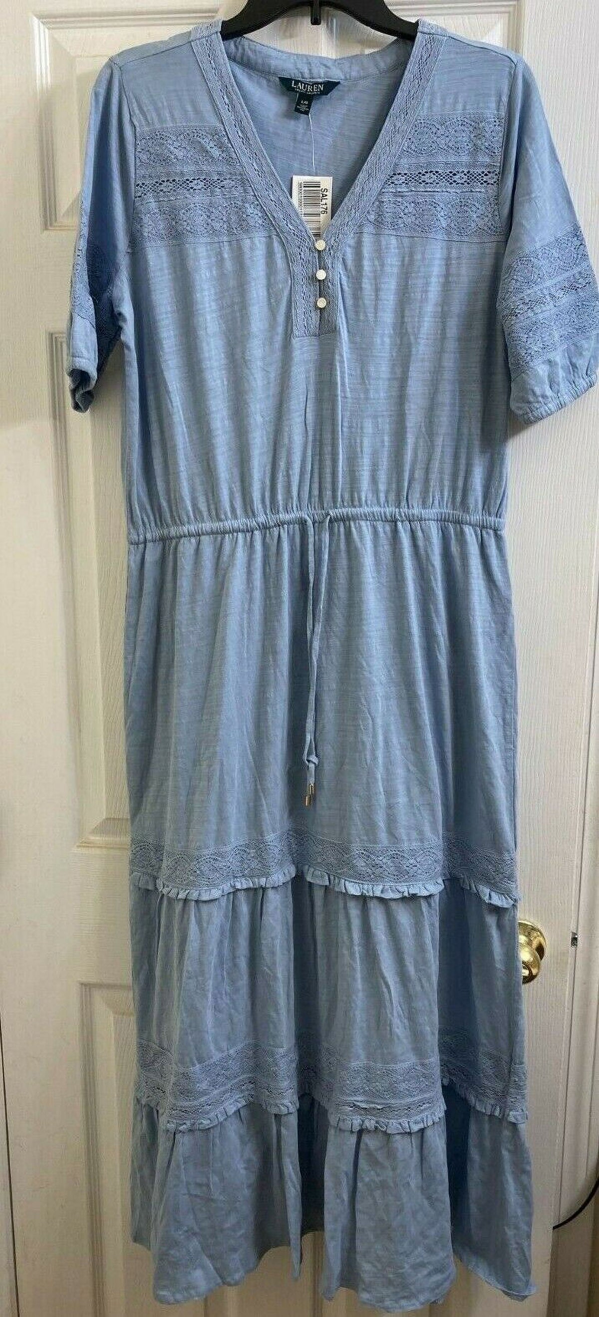 Blue Maxi Lace Trim Dress Z96795