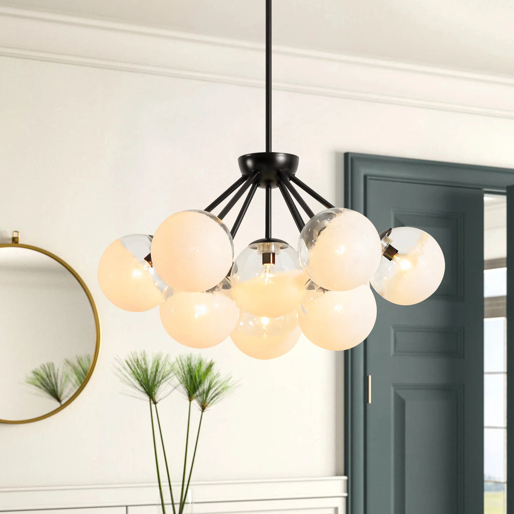 10-Light Dimmable Glass Globe Chandelier K80699
