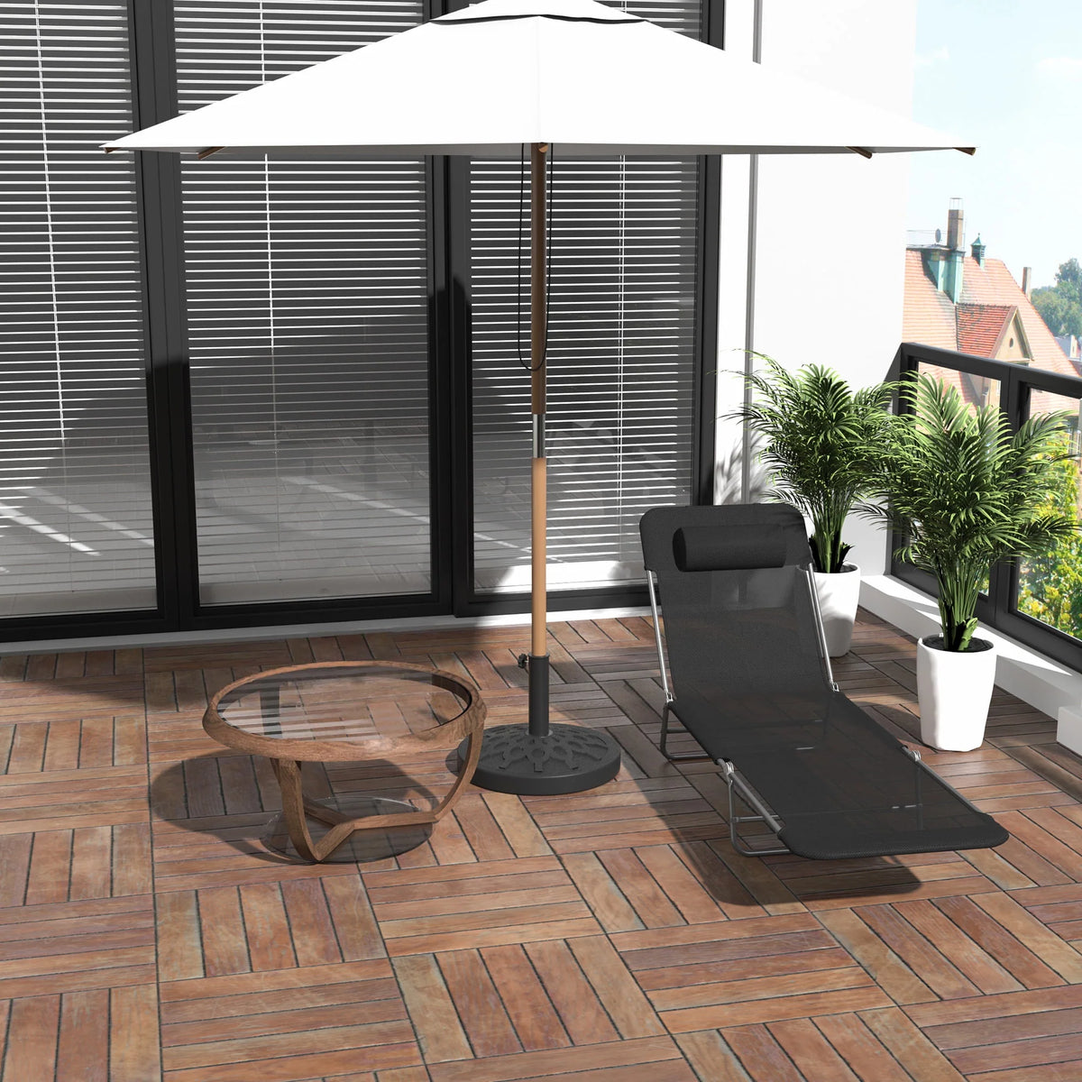 Folding Chaise Lounge Pool Chairs with Pillow, Steel Frame & Breathable Mesh, Black H7056