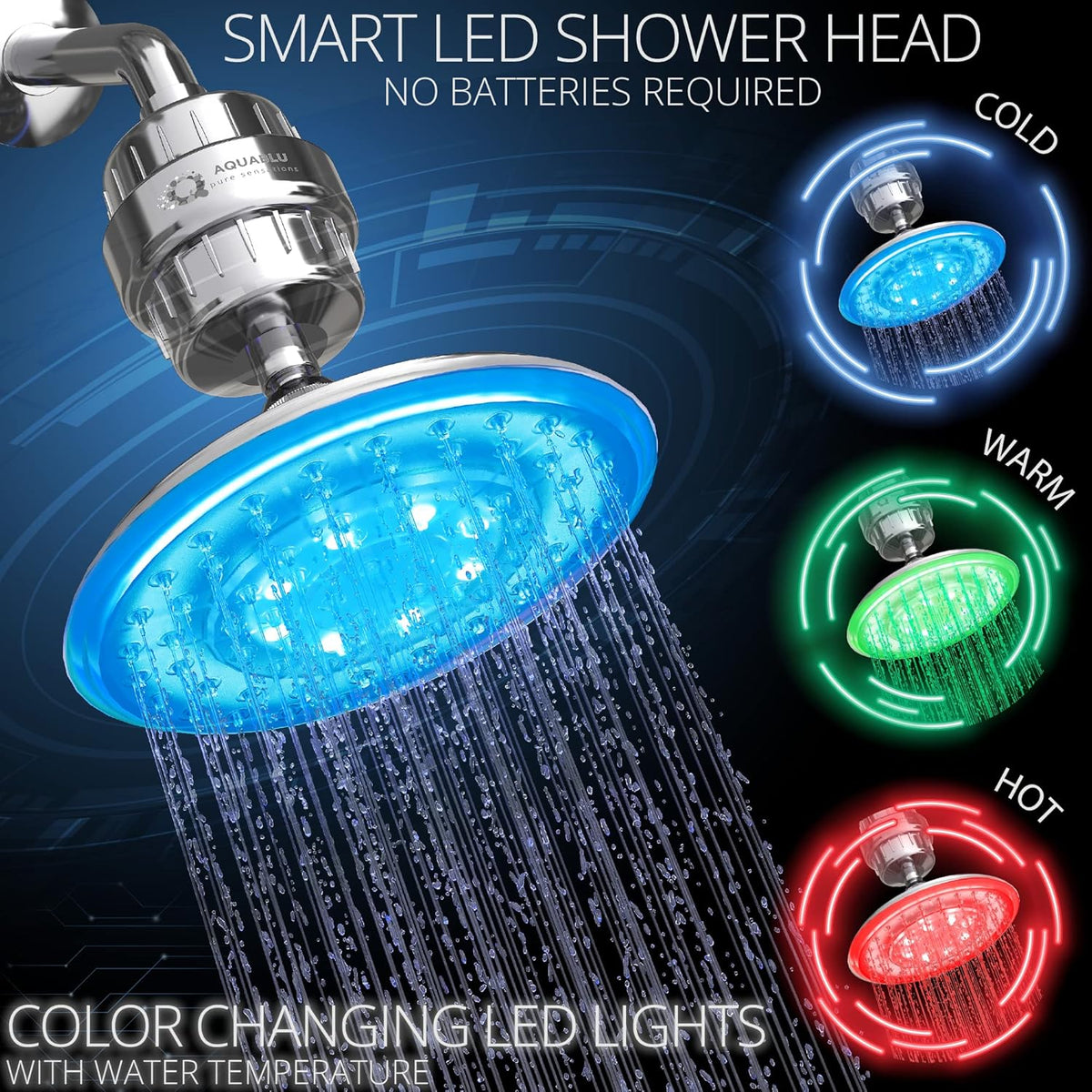 Large 8" LED Shower Head with Filter, Pack of 2 L897605