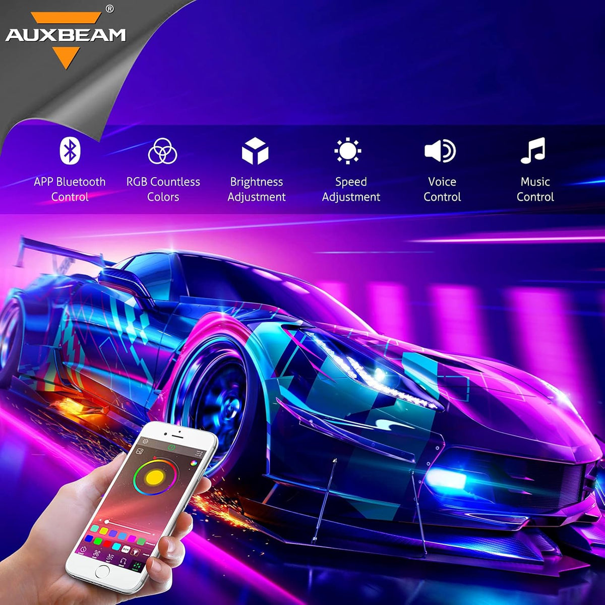 RGB 8 Pods Bluetooth Waterproof Multicolor LED Rock Light Kit A642734