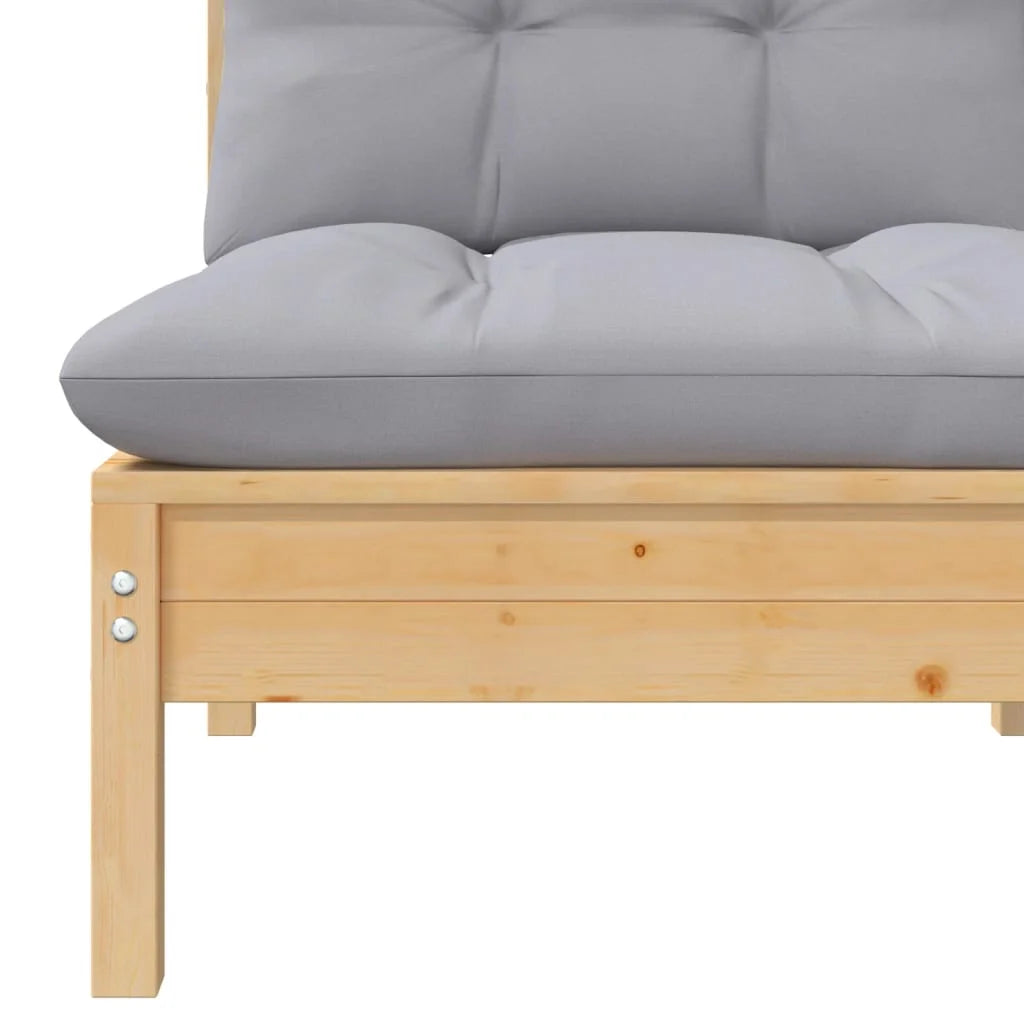 Gray Cushions Solid Pinewood Patio Sofa K639454