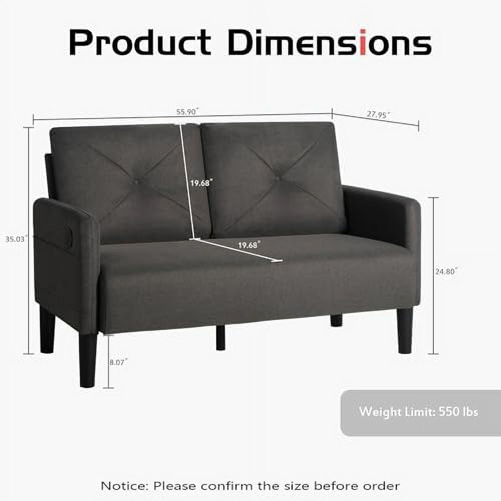 Tufted 2 Seater Loveseat Sofa Couch with Charger Port & Pocket U66466