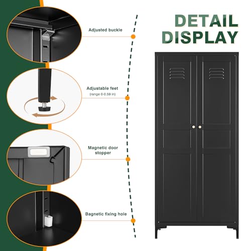 White Storage Cabinet with Doors and Adjustable Shelves K6090