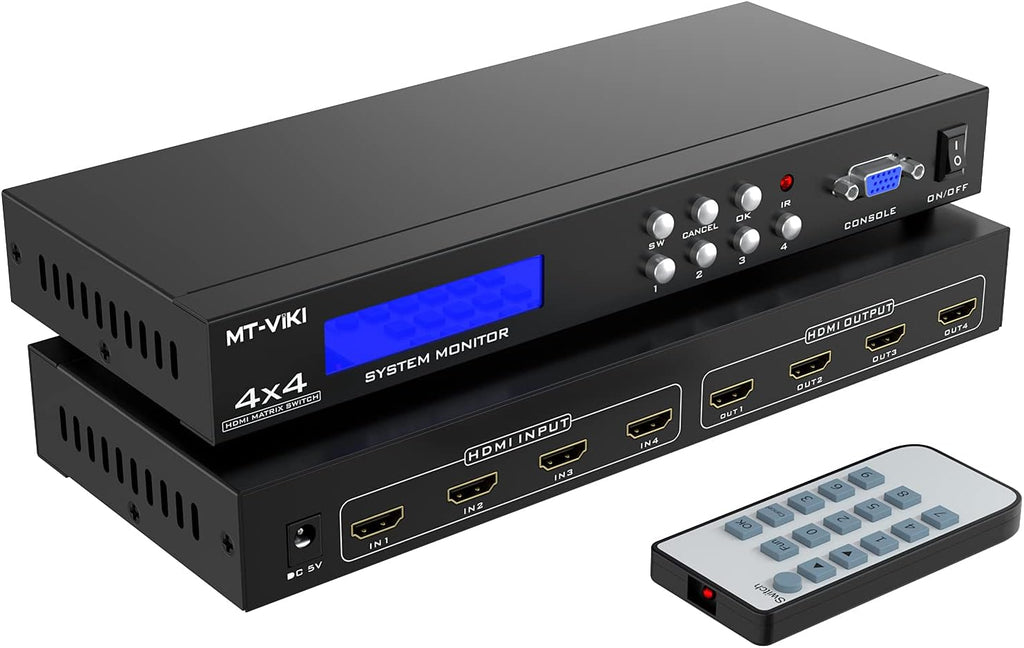 4x4 HDMI Matrix Switch 4 in 4 Out 4K@30Hz Rack Mount Switcher & Splitter F882