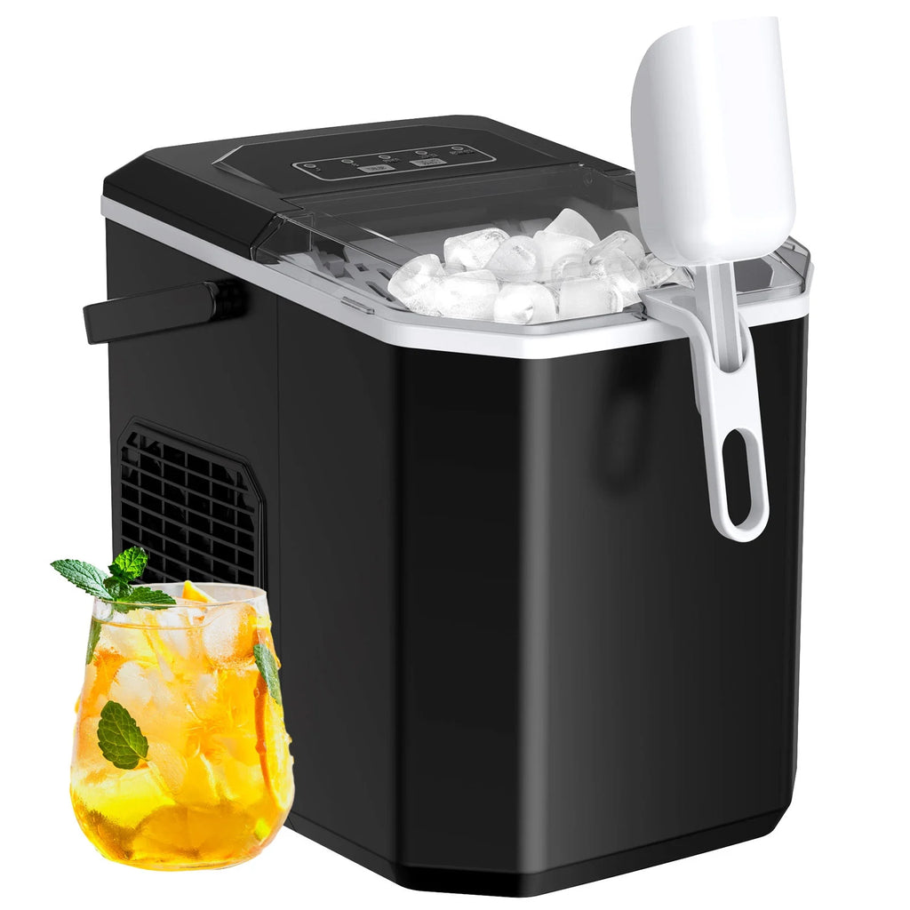 Countertop Ice Maker Machine with Handle, 9pcs/6min, 26lbs/24h, Silver K36812