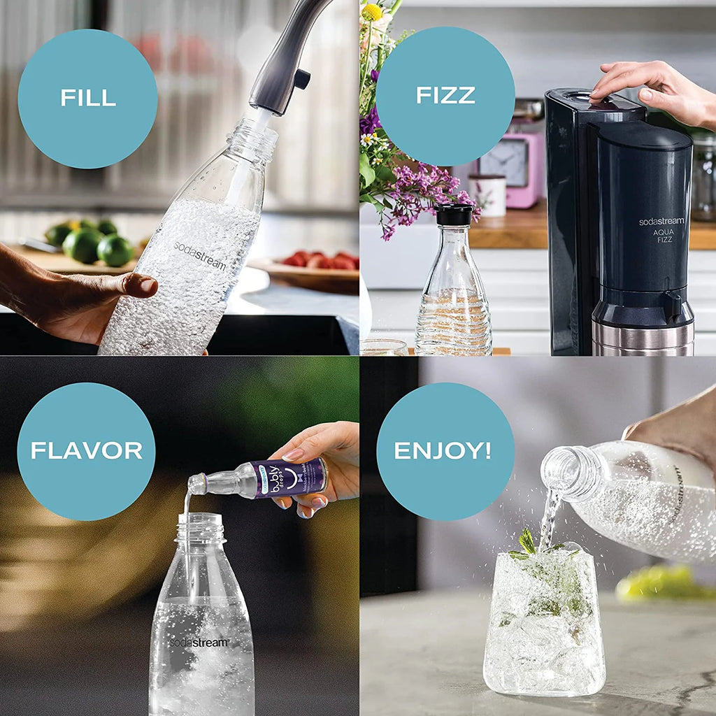 Black Sparkling Water Maker with Co2 and Glass Carafes U25753