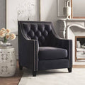 Tufted Armchair Black Fabric/Velvet B98344
