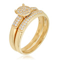 10K Yellow Gold Pave Simulated Diamond CZ 2-Row Ring Set - Size 8 F4531